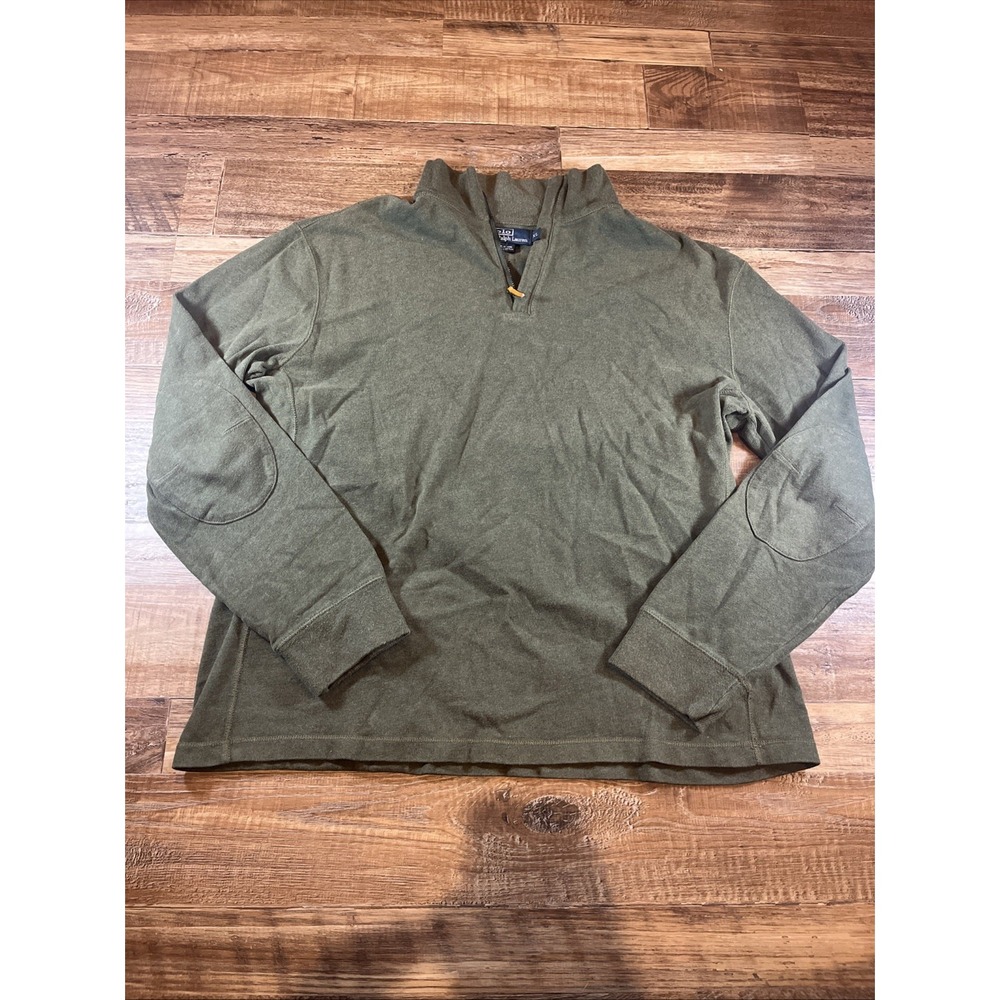 Polo Ralph Lauren Mens Henley Zip Collar Olive Green XL Comfy Cozy Warm Sweater